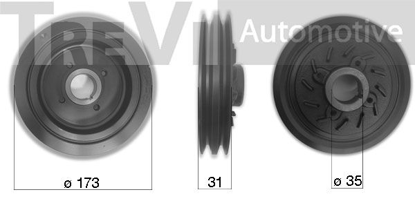 TREVI AUTOMOTIVE Ременный шкив, коленчатый вал PC1267